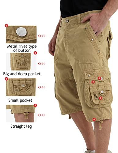 VOPOKER Short cargo masculino com vários bolsos shorts masculinos clássicos de algodão abaixo do joe