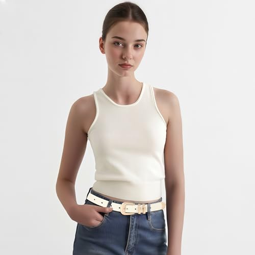 Women Belt Fashion Faux Leather Waist Belts for Ladies Pants Jeans with Gold/Silver Buckle2