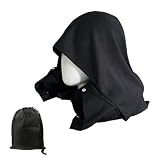 Frayot Travel Pillow with Removable Large Hood, Memory Foam Neck Pillow for Airplane, Car, Train Travel Sleeping & Rest, with Soft Cover (Black)