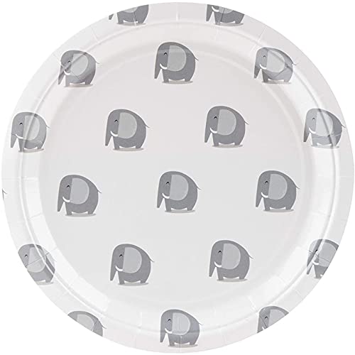 Blue Panda Disposable Plates - 80-Count Paper Plates, Elephant Party Supplies For Appetizer, Lunch, Dinner, And Dessert, Baby Shower, 9 X 9 Inches #TOP3