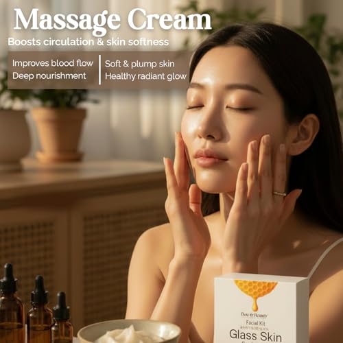 Image of BEE & BEAUTY Glass Skin Facial Kit - Korean Glass Glow Facial for Multi-Level Hydration, Brightening & Dewy Radiant Skin | Professional Spa Facial Pack for Normal, Dry & Sensitive Skin