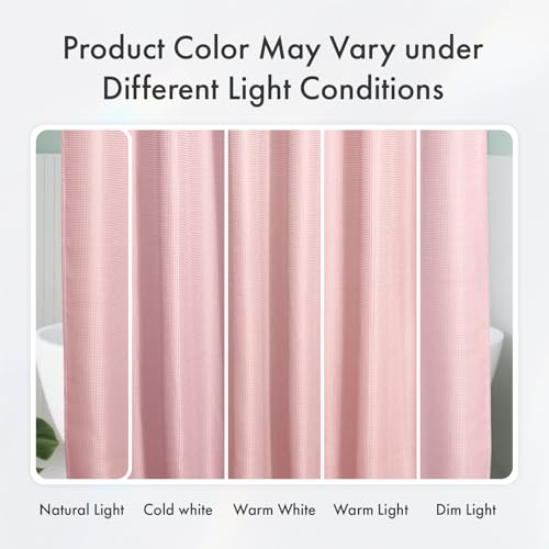 Image of AmazerBath Waffle Shower Curtain, Stall Shower Curtain, Blush Pink Shower Curtain Fabric, Hotel Quality Bathroom Shower Curtains, Heavy Duty, 36 x 72 Inches