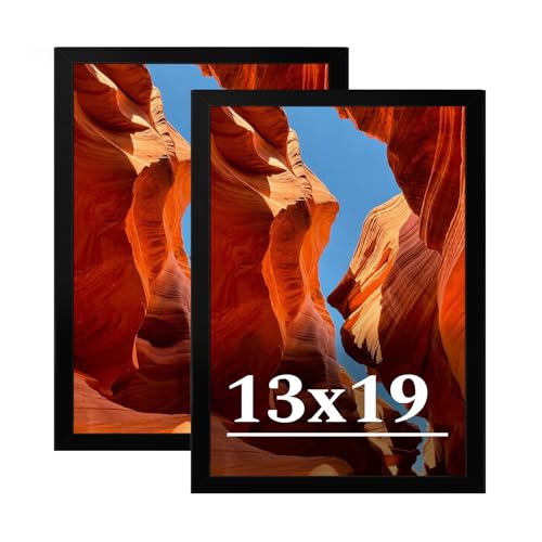 Veleclo 13x19 Picture Frame Set of 2 13 x 19 Black Picture Frame with HD Plexiglas 13 by 19 Poster Frame Display Frame for Vertical or Horizontal Presenting Spatial Aesthetics-Form & Light Series