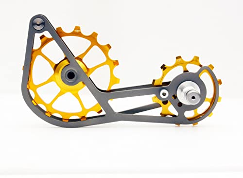 Swishti Titanium Road Cyclocross Gravel Bicycle Bike Rear Derailleur Oversized Pulley Wheel System Cage Ospw For Shimano Ultegra R8000 R8050 / Dura Ace R9100 R9150 11S Use (Gold) #TOP1