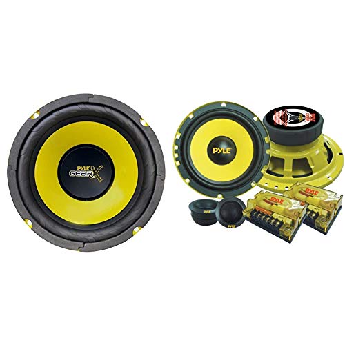 Pyle 6.5'' 300W Mid Bass Woofer Sound Speaker System - Pro Loud Range Audio, 60-20KHz, 4 Ohm Impedance w/ 400W 2-Way Custom Component Speaker System, Electroplated Steel Basket & Butyl Rubber Surround
