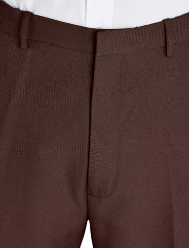 Chums Men's Classic-Fit Expandable-Waist Flat-Front Dress Pant Formal Slacks Brown3