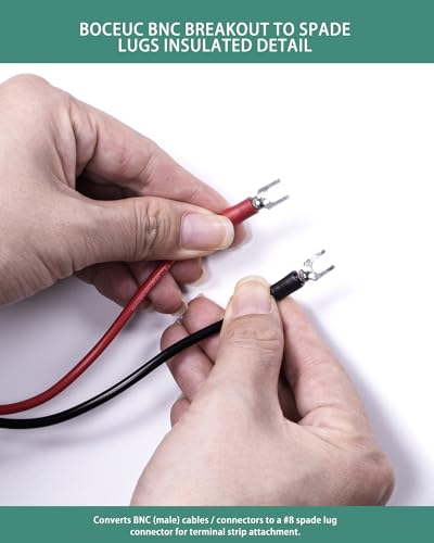 Image of BNC Test Leads, BNC (F) Jack to Spade Lugs, Test Lead Breakout Cable for Multimeter, 5A Current Rating, 1 Pack