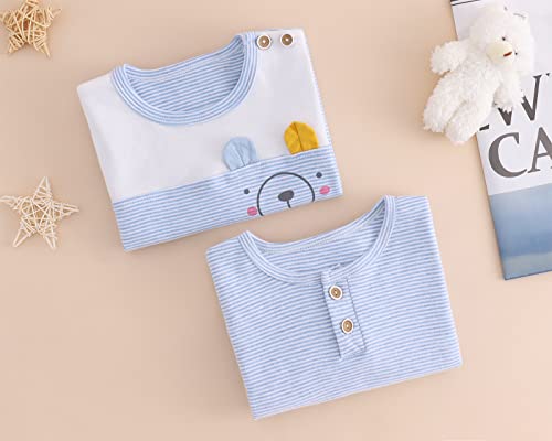 Kids Baby Girl Boy T-Shirt Long Sleeve Stripe Shirts Tops Toddler Fashion Basic Tee Blouses Outfits (Blue-2Pcs, 3-4T) #TOP6