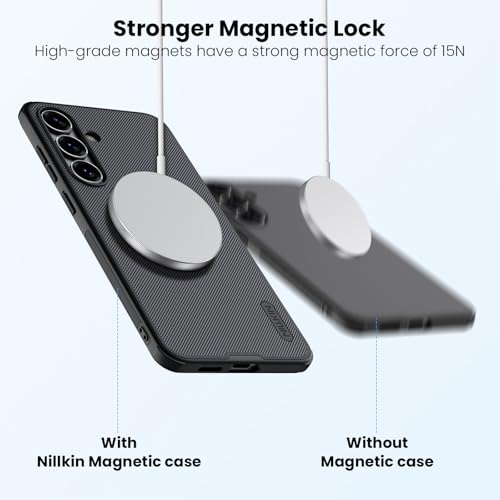 Image of Nillkin Magnetic Shockproof for Samsung Galaxy S25 Plus Case Magsafe, [Military-Grade Protection] [Anti-Scratch & Slip] [Compatible with MagSafe] Slim Case for Galaxy S25 Plus Case, Black