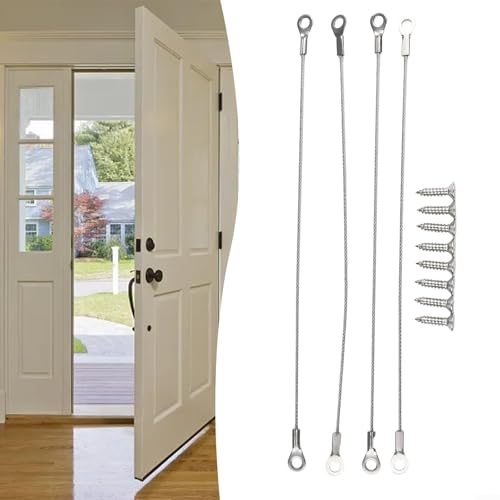 Schranktür-Rückhaltekabel, Edelstahl, Schrankscharnierbegrenzer, flexibler Türöffnungswinkel, Schutz, Begrenzung für Schranktüren, 4 Stück