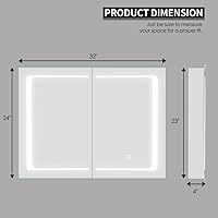 Vista 3 de Movo Botiquín iluminado con espejo para baño, 24 x 32 pulgadas de montaje en superficie con espejo y luz LED, gabinete de baño con puertas dobles