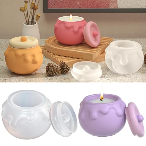 Tcdwla Kit Candele Fai da te, 3D Stampi in Silicone per Candele, Forma del Barattolo di Miele, Facile da Smontare, DIY Regalo per Natale, Anniversario, Decorazione (A)