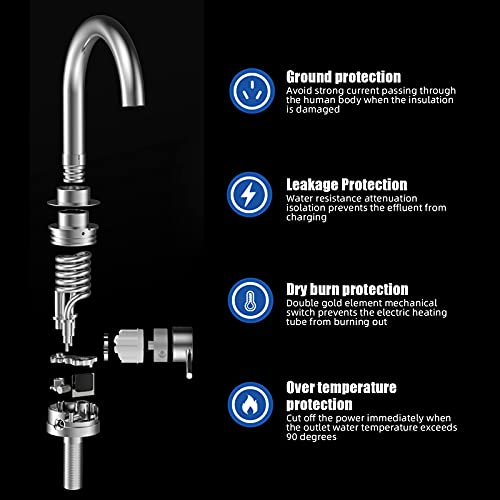 Chauffe-eau électrique instantané LED de caravane et camping en inox 3000W