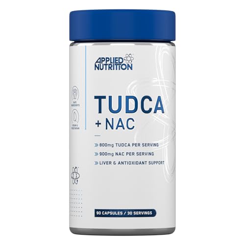 Applied Nutrition TUDCA + NAC - TUDCA Liver & Antioxidant Support Bile Salts Liver Support Suplement 800mg Tauroursodeoxycholic Acid (90 Capsules - 30 Servings)