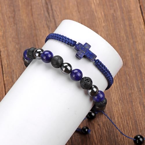 Pulsera Cross Beaded para hombre set 2 piezas miniatura 6