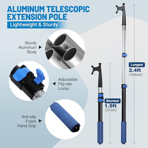 image for Lineslife Boat Hooks for Docking,3ft Telescoping Pole with Hook,Sturdy