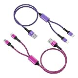 2イン1 充電ケーブル Lightning&USB-C 「2本組/1.2Ｍ」 最大5.4A急速充電 2股 マルチケーブル Haoano 2in1 充電コード Type-C USBケーブル 2台同時給電可能 iPhone 17 Pro Max/16/1514/13/12/SE/iPad Air/Mini/Galaxy S24 Ultra/S23/S22
