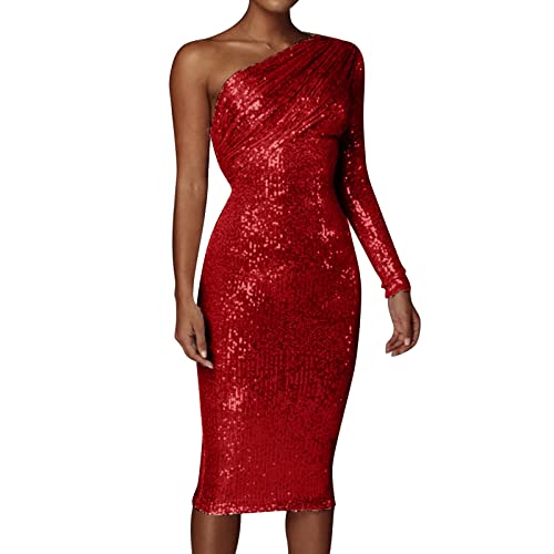 Robe décontractée à col en V pour femmes grande taille unie avec paillettes chic