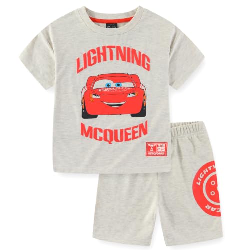 Image of Disney Cars Lightning McQueen Boys Short Sleeve T-Shirt and French Terry Shorts Set for Big Kids