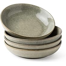 AmorArc 8.5 Large Pasta Bowls, 36oz Stoneware Wide Serving Bowls Set of 4 for Kitchen for Salad,Fruit,Oatmeal, Microwave Safe, Reactive Glaze