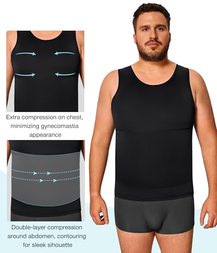 Eleady Gynecomastia Compression Shirt Men - Body Shaper Tank Top Mens Slimming Undershirt Slimming Shirts Plus Size2