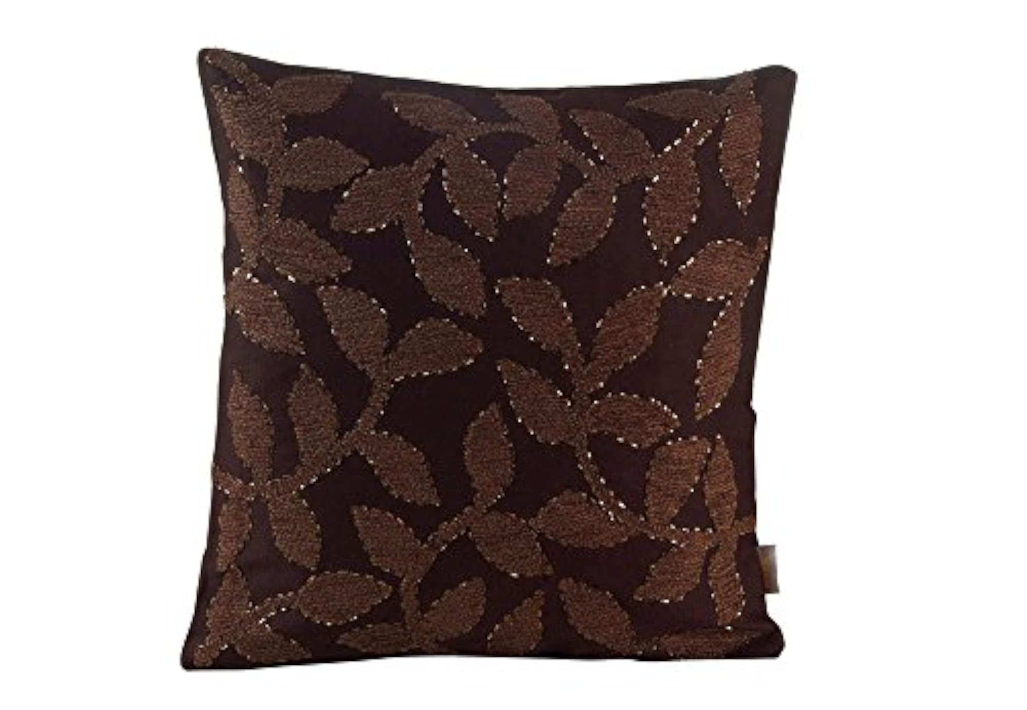 Leafy Rhythm Cotton Small Cushion Cover, Brown