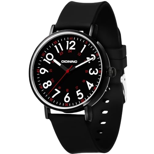 Image of Watch with Second Hand Nursing for Women, Analog Watches for Nurses, 12 /24 Hour Military Time, Easy Read Dial, Colorful Silicone Band