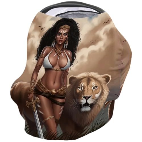 Nursing Cover for Breastfeeding Scarf, Lions Women Africa Baby Car Covers Super Soft Multi Use for Canopy Shopping Cart Cover Blanket Stroller Cover