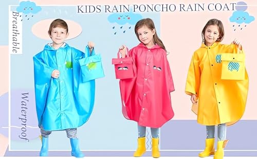 Image of Toddlers Boys Girl Hood Rain Poncho Waterproof Dirty Proof Rain Jacket Coat Kids Rainwear Yellow Elephant 3-4 Years