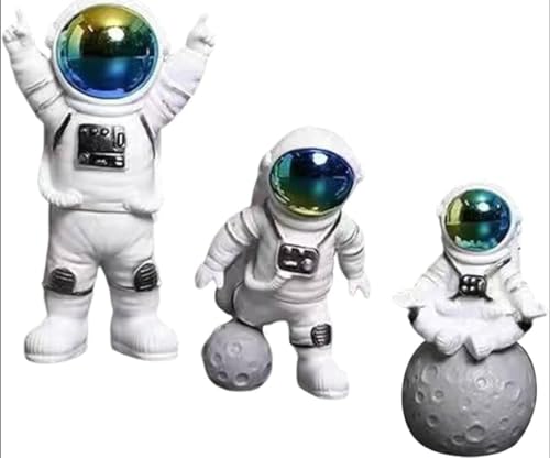Image of VRB DecTM 3pcs Astronaut Miniature Showpiece Set for Home Decor, car Dashboard,Valentine,Living Room,Gifts Figurines,Cake Decoration Items-Resin (3 Pcs Small Multi Astronaut showpiece)