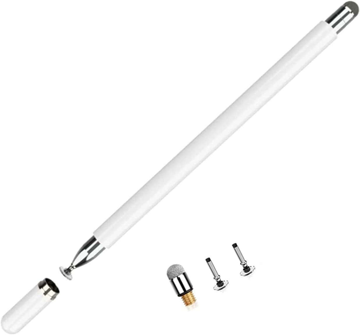stylus pens for touch screens, the Capacitive High Sensitive Pen Disc & Fiber Tip 2 in 1 Universal Pencil with Magnetic Cap Suitable Android iPad Pro Mini Air iPhone Microsoft （White）