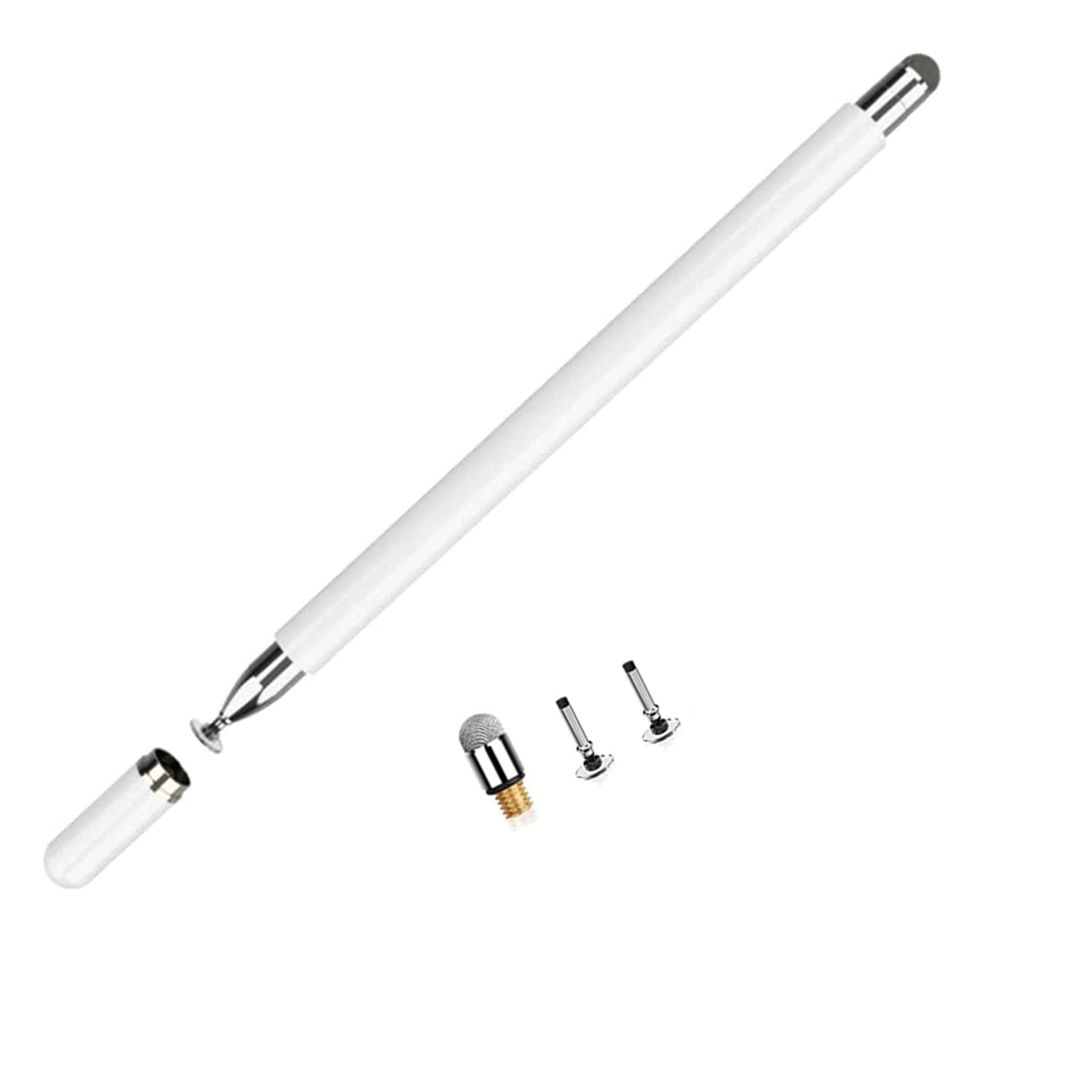 stylus pens for touch screens, the Capacitive High Sensitive Pen Disc & Fiber Tip 2 in 1 Universal Pencil with Magnetic Cap Suitable Android iPad Pro Mini Air iPhone Microsoft （White）