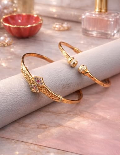Image of Gold Plated Heart Bangle Bracelet, Twisted Rope Design with Black and Crystal Accent, Adjustable Cuff Style, Fashion Jewelry for Women