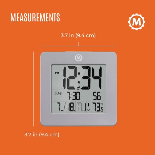 Marathon Digital Desktop Clock, Graphite Gray - Easy-To-Read 3.5” Display With Temperature & Date - Includes Alarm With Snooze & Backlight #TOP4