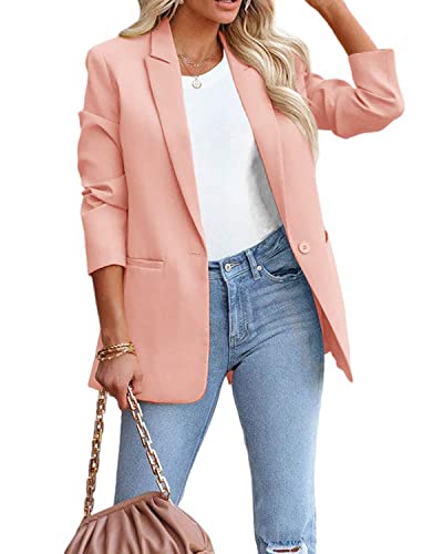 Women's Solid Color Casual Long Sleeve Lapel Button Blazer Jacket for Business Lady4