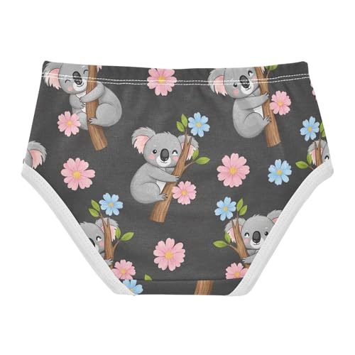 Girls Underwear Toddler 2t Cotton Cute Panties Girl Animal Briefs Girls Undies Cute Cartoon Koalas Floral Black2