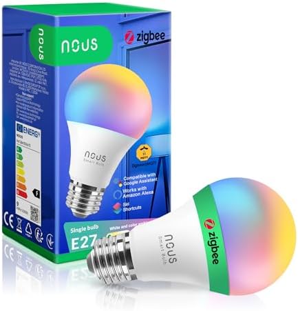 NOUS P3Z Ampoule intelligente ZigBee RGB E27, Compatible avec Ale...