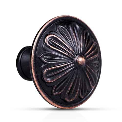 Image of Oil Rubbed Bronze Cabinet Knobs 10 Pack - Solid Zinc Alloy Single Hold Knob - 1.4 inch Dia Round Bronze Kitchen Handles for Cabinets and dresser Drawers, Vintage Bronze Drawer Pulls Dresser Drawer Knobs