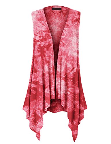 Image of Made By Johnny Women's Lightweight Sleeveless Cardigan - Draped Open Front Vest with Asymmetrical Hem