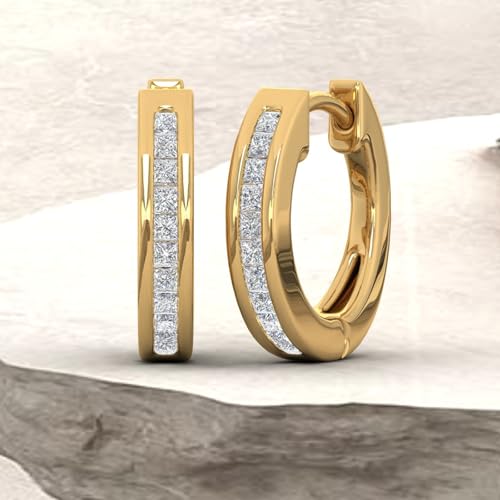 1/4 Carat Princess Cut Diamond Hoop Earrings in 14K Gold - IGI Certified4