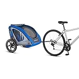 Schwinn Shuttle Foldable Bike Trailer, 2 Passengers, Blue / Black