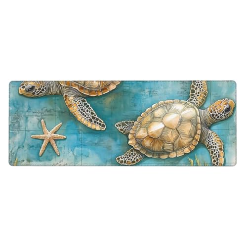 Tapis de souris vintage tortue de mer 80x30 cm à base antidérapante