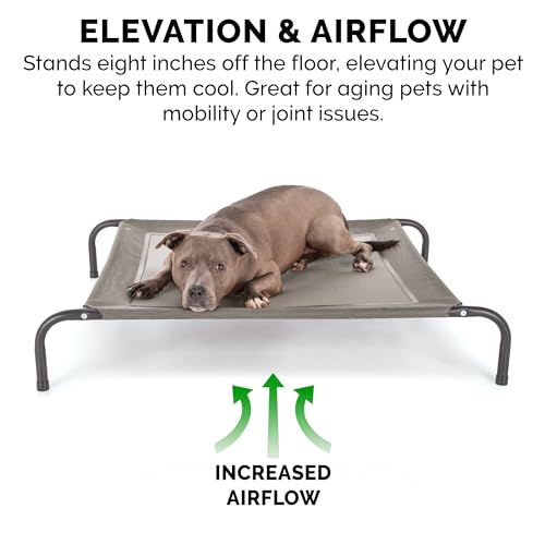 Image of FurHaven Elevated Pet Cots - Cooling & Breathable Nylon Mesh Hammock for Large Dogs /Easy-to-Assemble / / Durable and Reinforced /Perfect for Rest & Relaxation Outdoors - Graphite Gray, Large