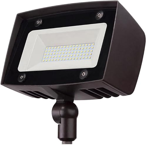 Commercial Electric Luz de inundación LED integrada para exteriores de bronce oscuro arquitectónico de alto rendimiento con 5000 lúmenes y