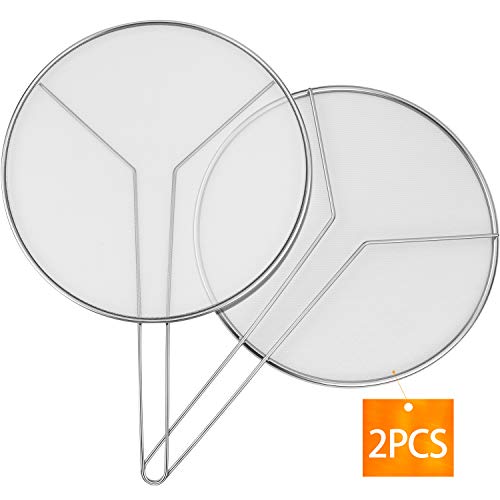 Grease 2PCS Splatter Screen for Frying Pan Cooking 13" Stainless Steel Splatter Guard