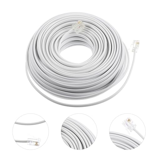 Cable de extensión para teléfono LALAFINA de 20 metros con conectores RJ11 6P4C para módem de oficina 7