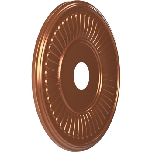 Image of Ekena Millwork CMP19BEBCO Berkshire Thermoformed PVC Ceiling Medallion (Fits Canopies up to 8 3 /8 inch), 19 inchOD x 3 1 /2 inchID x 1 inchP, Bright Coat Copper