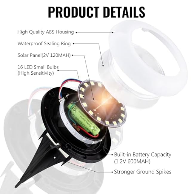 Flumy Solar Ground Lights,16 Pack Solar Lights Outdoor Waterproof, Solar Garden Lights for Outside Patio Pathway Yard Lawn Driveway Deck Step Walkway, Outdoor Chrismtas Decorations