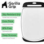GORILLA GRIP BPA-Free Reversible Kitchen Cutting Board Set of 3, US Designed, Nonporous, Juice Grooves Catch Liquid, Slip Resistant Border, Dishwasher Safe, Durable Large Food Chopping Boards, Black - Image 2