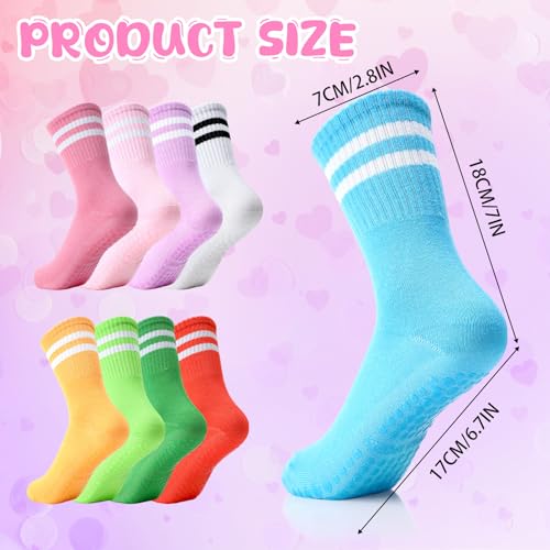 15 Pairs Colorful Pilates Socks with Grips for Women Yoga Socks with Grips Classical White Stripe Non Skid Athletic Crew Sticky Sock for Workout Hospital2